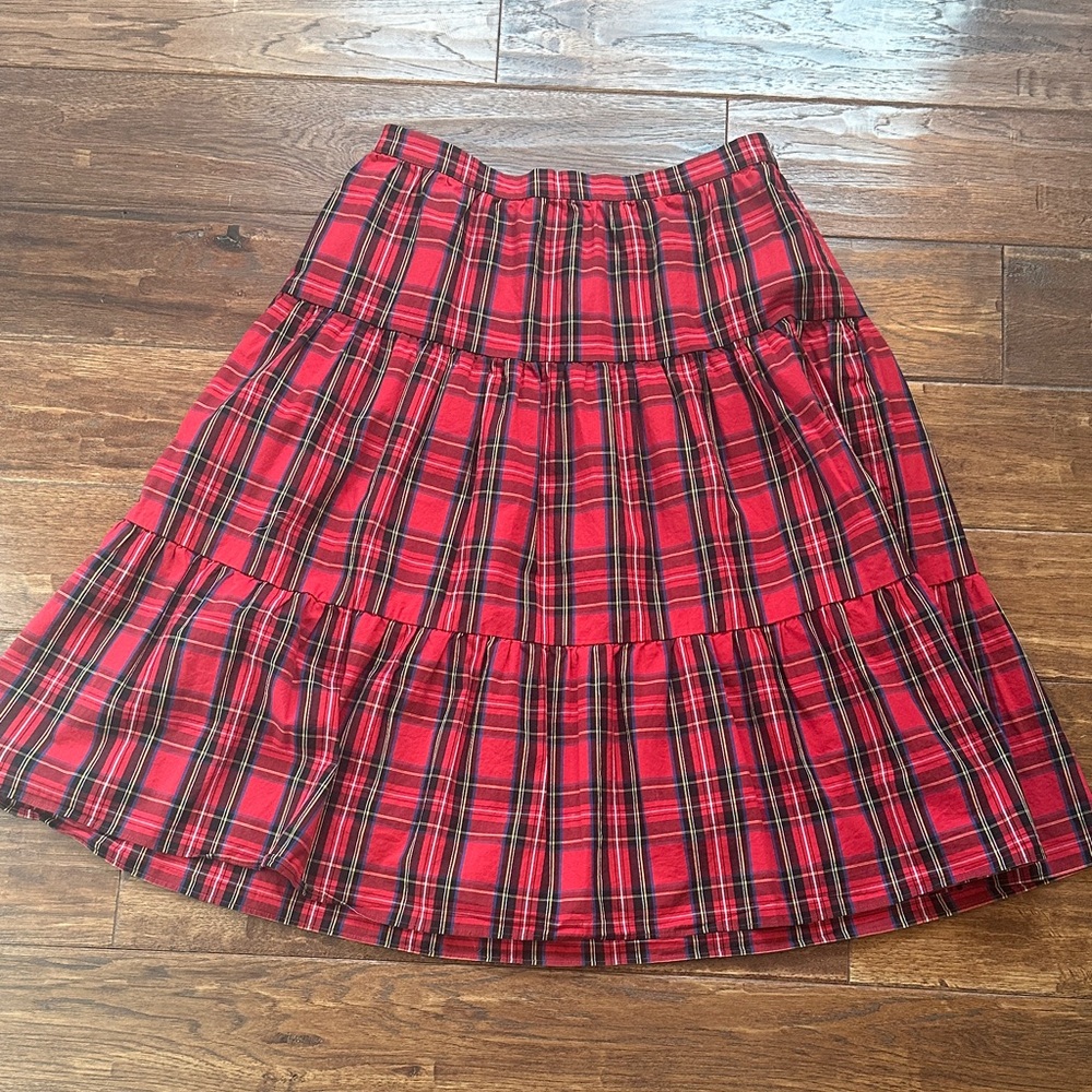 J. Crew Factory Red and Black Plaid A-Line Skirt